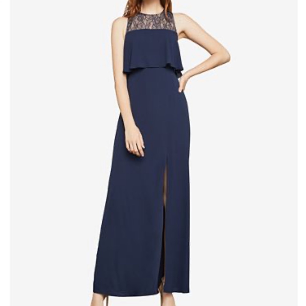 BCBGMAXAZRIA Sleeveless Cascading Ruffle Gown